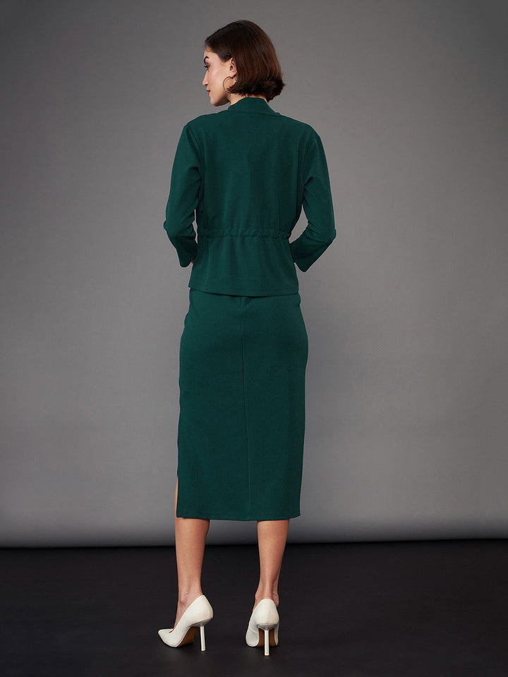 SASSAFRAS worklyf Shoulder Straps Sheath Midi Dress With Shrug