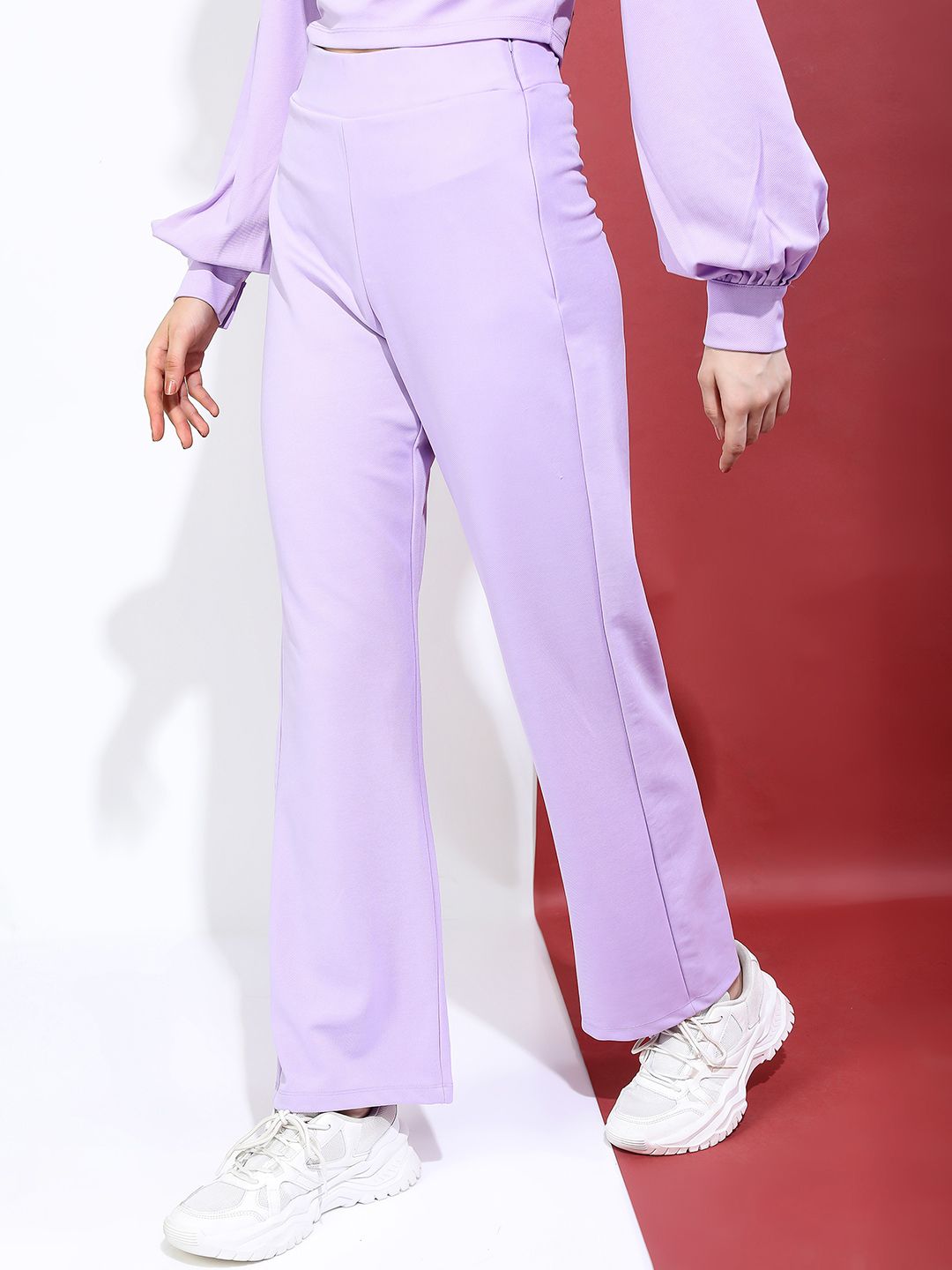 Tokyo Talkies Women Lavender Solid Top With Trousers