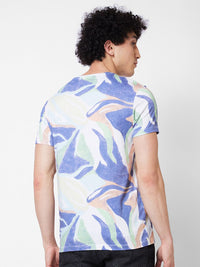 SPYKAR Round Neck Short Sleeves Printed Slim Fit Cotton T-shirt