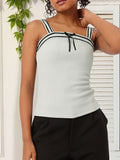 DressBerry Soft Girl Aesthetic Bow Detailed Ribbed Top