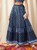 Shae by SASSAFRAS Women Deep Navy Blue Floral Skirt