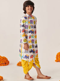 pspeaches Boys Printed Regular Kurta with Dhoti Pants