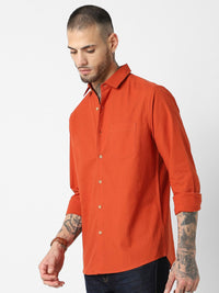 VASTRADO Classic Slim Fit Long Sleeves Spread Collar Cotton Opaque Casual Shirt