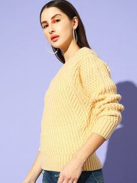STREET 9 Women Yellow Cable Knit Pullover