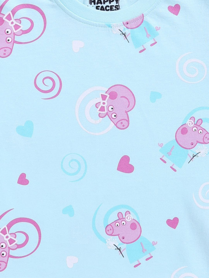 Happy Faces Kids Girls Peppa Pig Printed Pure Cotton T-Shirt
