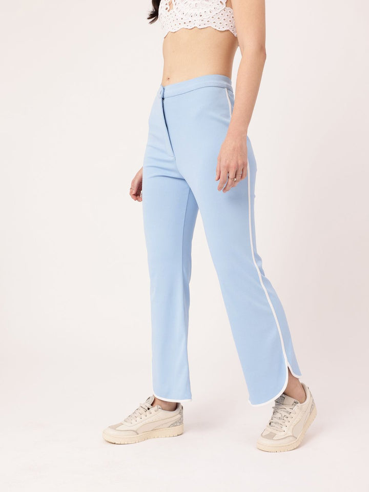 DressBerry Women Subculture Swag Ribbed High-Rise Sided Slits Trousers