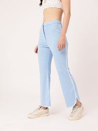 DressBerry Women Subculture Swag Ribbed High-Rise Sided Slits Trousers