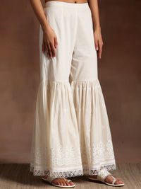 Libas Ethnic Motifs Embroidered Thread Work Pure Cotton Kurta With Sharara & Dupatta