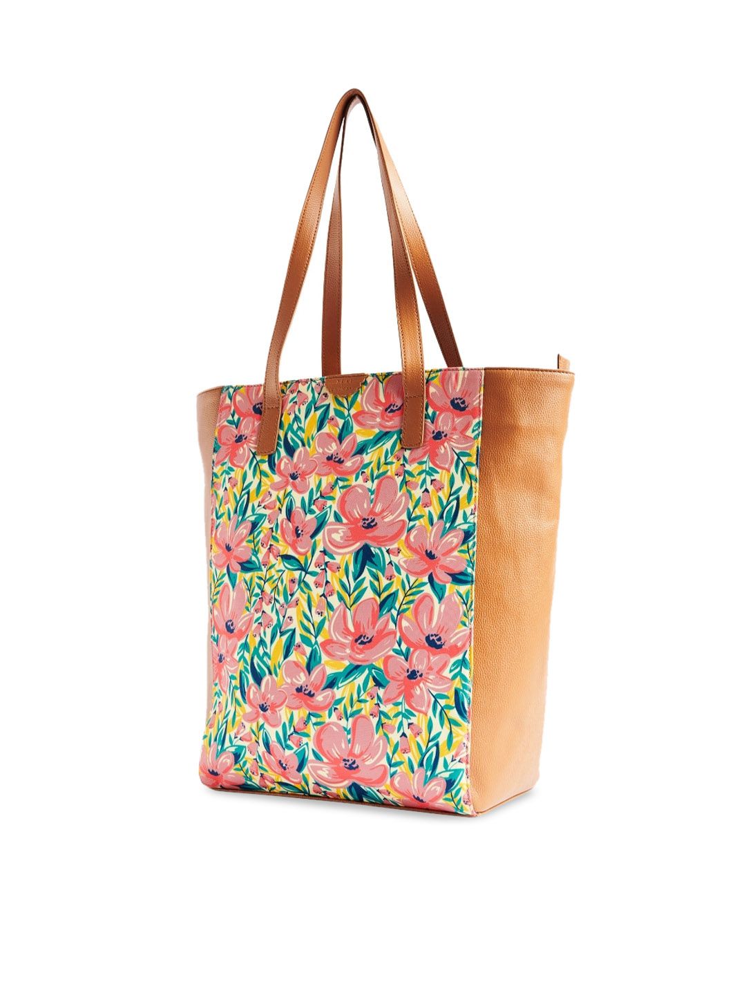 TEAL BY CHUMBAK Floral Printed Oversized Shopper Tote Bag