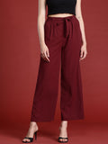 all about you Women Textured Pleated Trousers with Belt