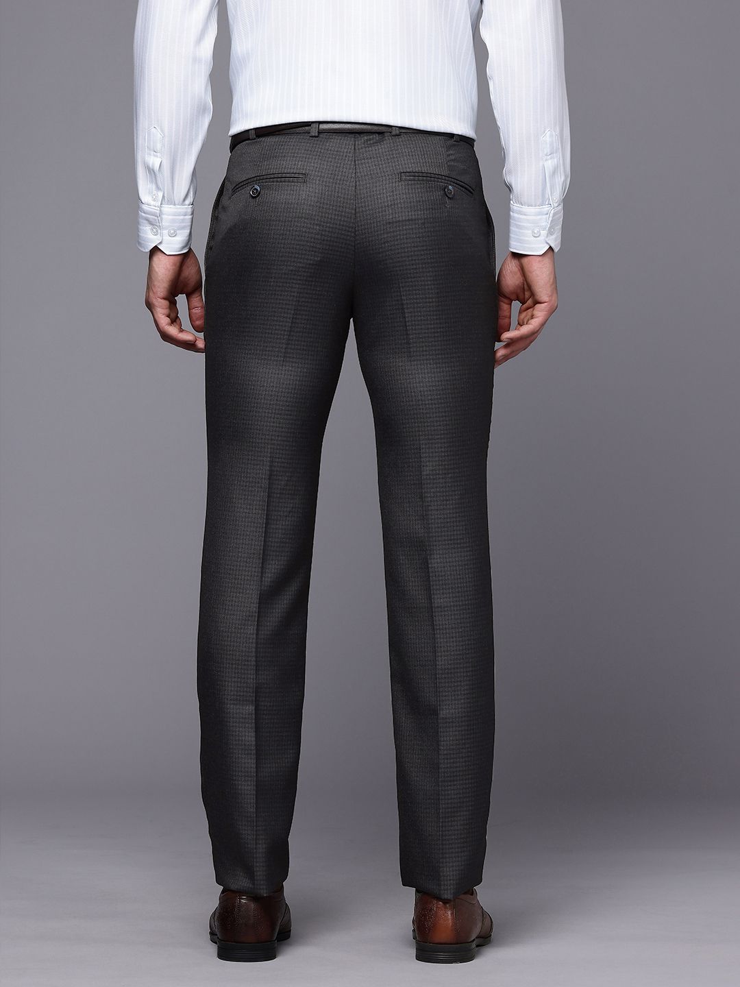 Raymond Men Checked Slim Fit Formal Trousers