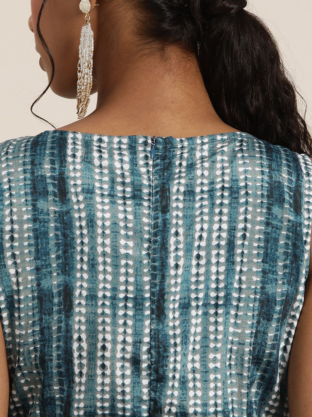 Shae by SASSAFRAS Teal & White Printed Basic Jumpsuit