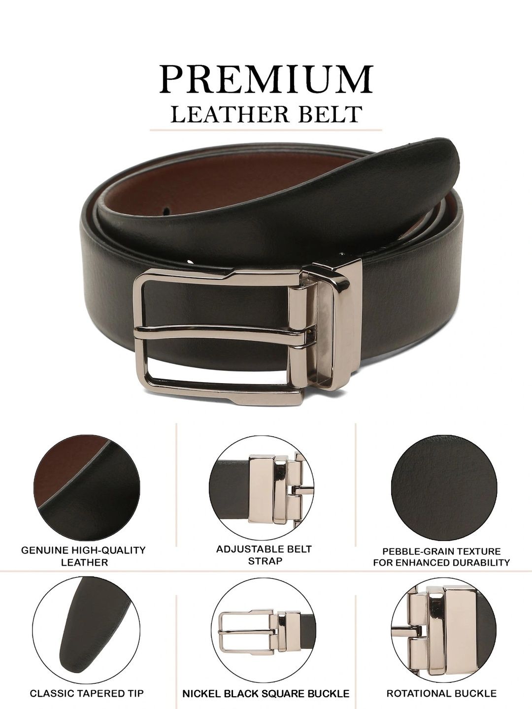 Teakwood Leathers Men Leather Reversible Formal Belt