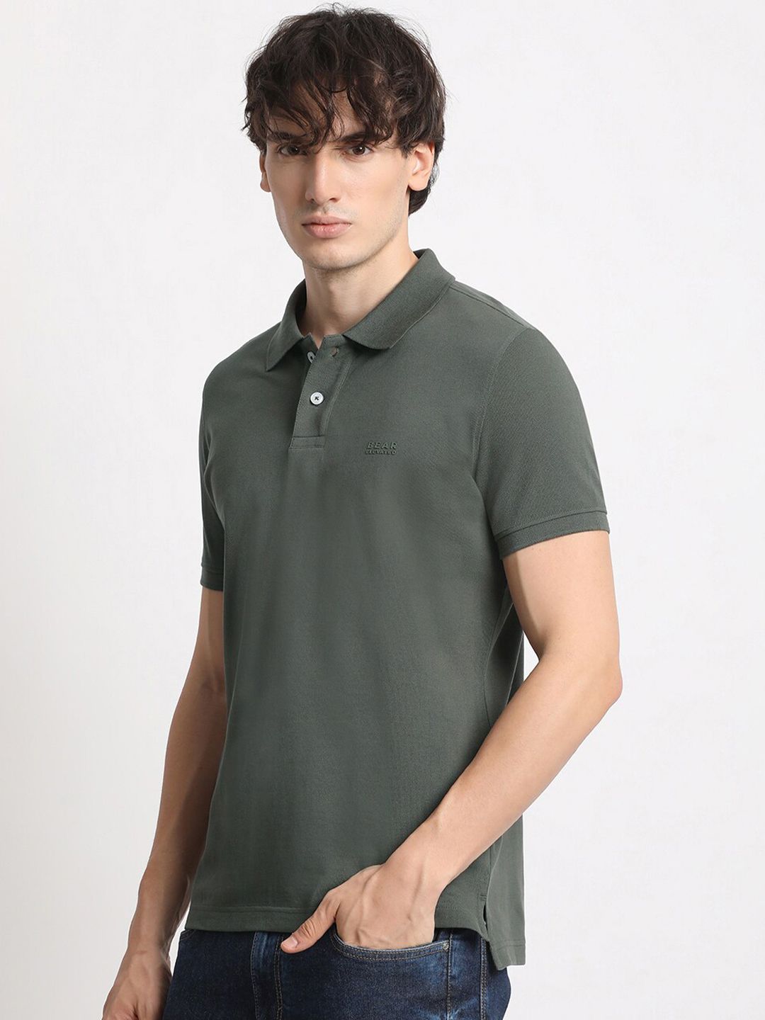 THE BEAR HOUSE Polo Collar Pure Cotton Slim Fit T-shirt