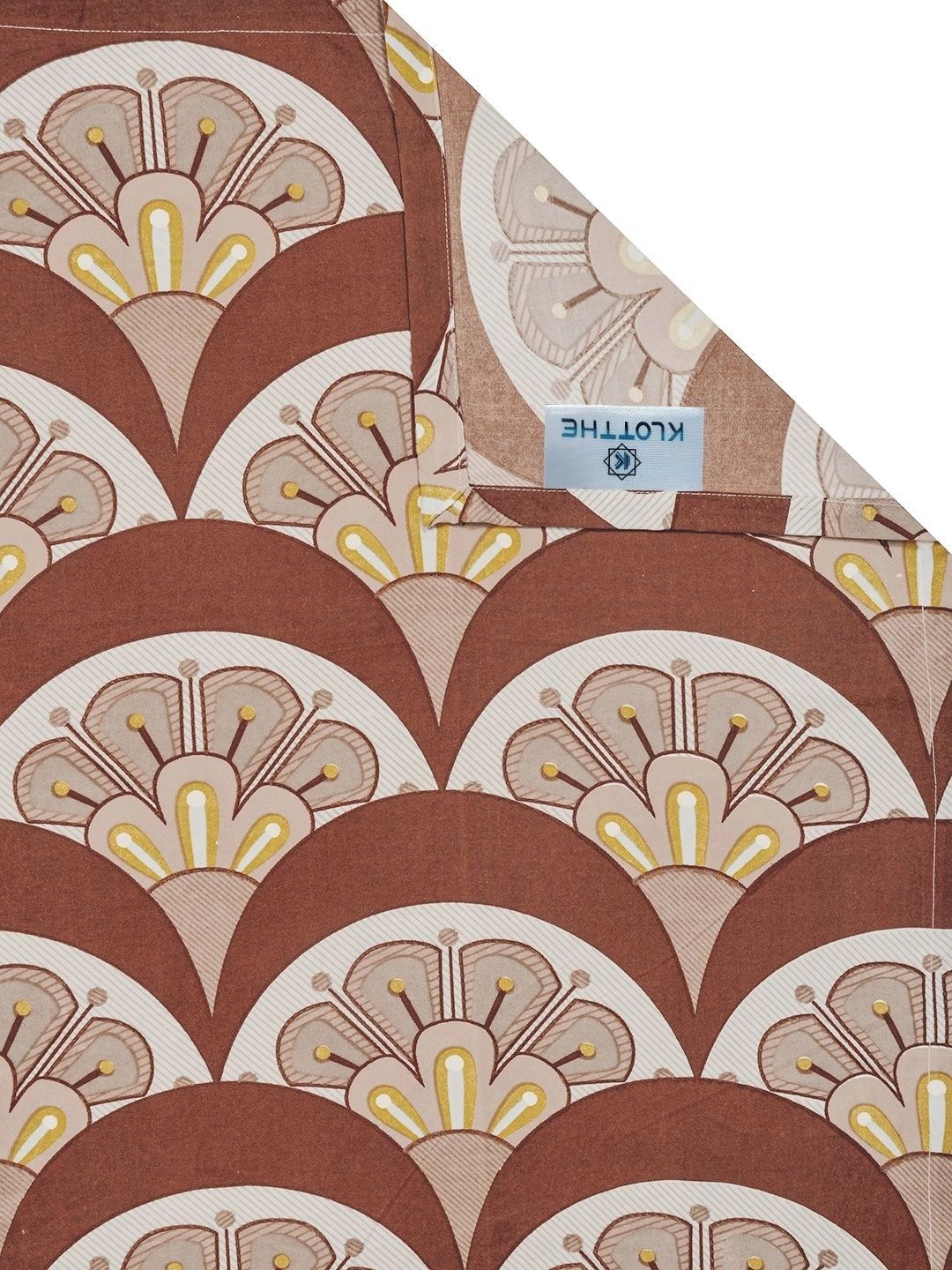 Moda Rapido X KLOTTHE Bunga Coklat & Berwarna Krim Cadar King 300 TC dengan 2 Sarung Bantal