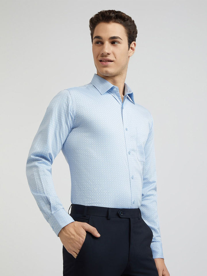 Raymond Self Design Slim Fit Pure Cotton Opaque Formal Shirt