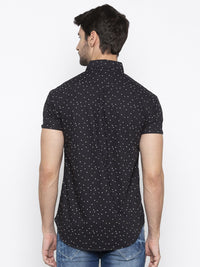 SPYKAR Men Black & White Slim Fit Printed Casual Shirt