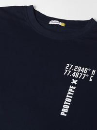 Bewakoof Men Pure Cotton Blue Printed Oversized T-shirt