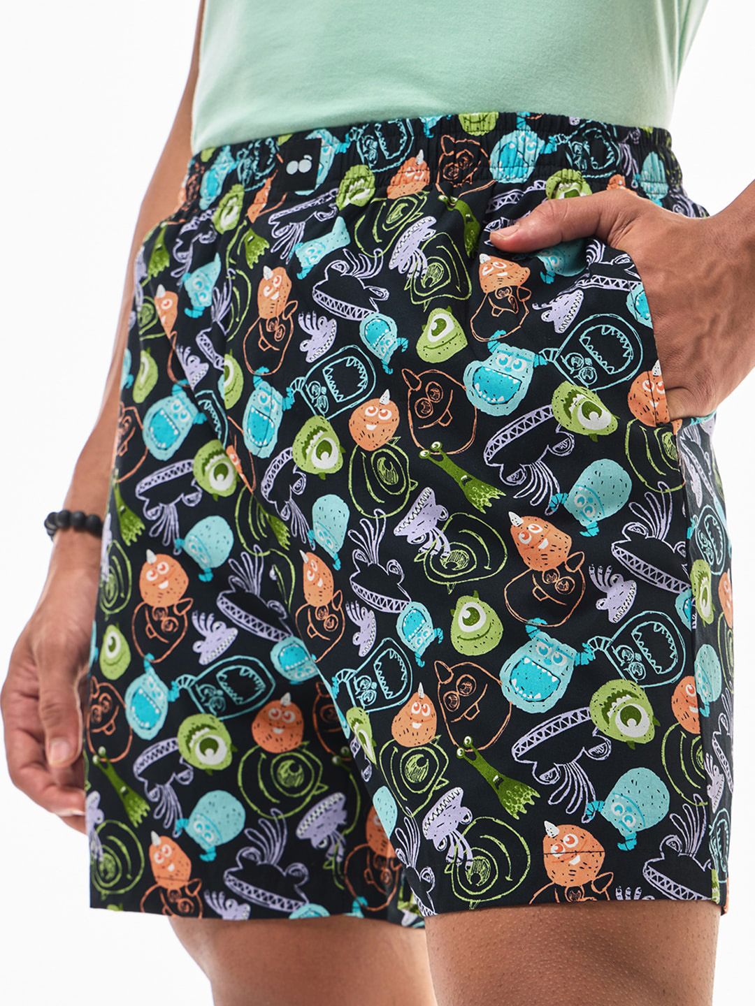 Bewakoof Black Printed Anti-Roll Cotton Boxers