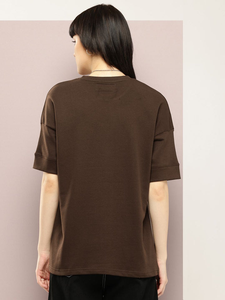 DILLINGER Women Oversized Drop Shoulder Ultra Soft Drapey Cotton Crew Neck T-Shirt