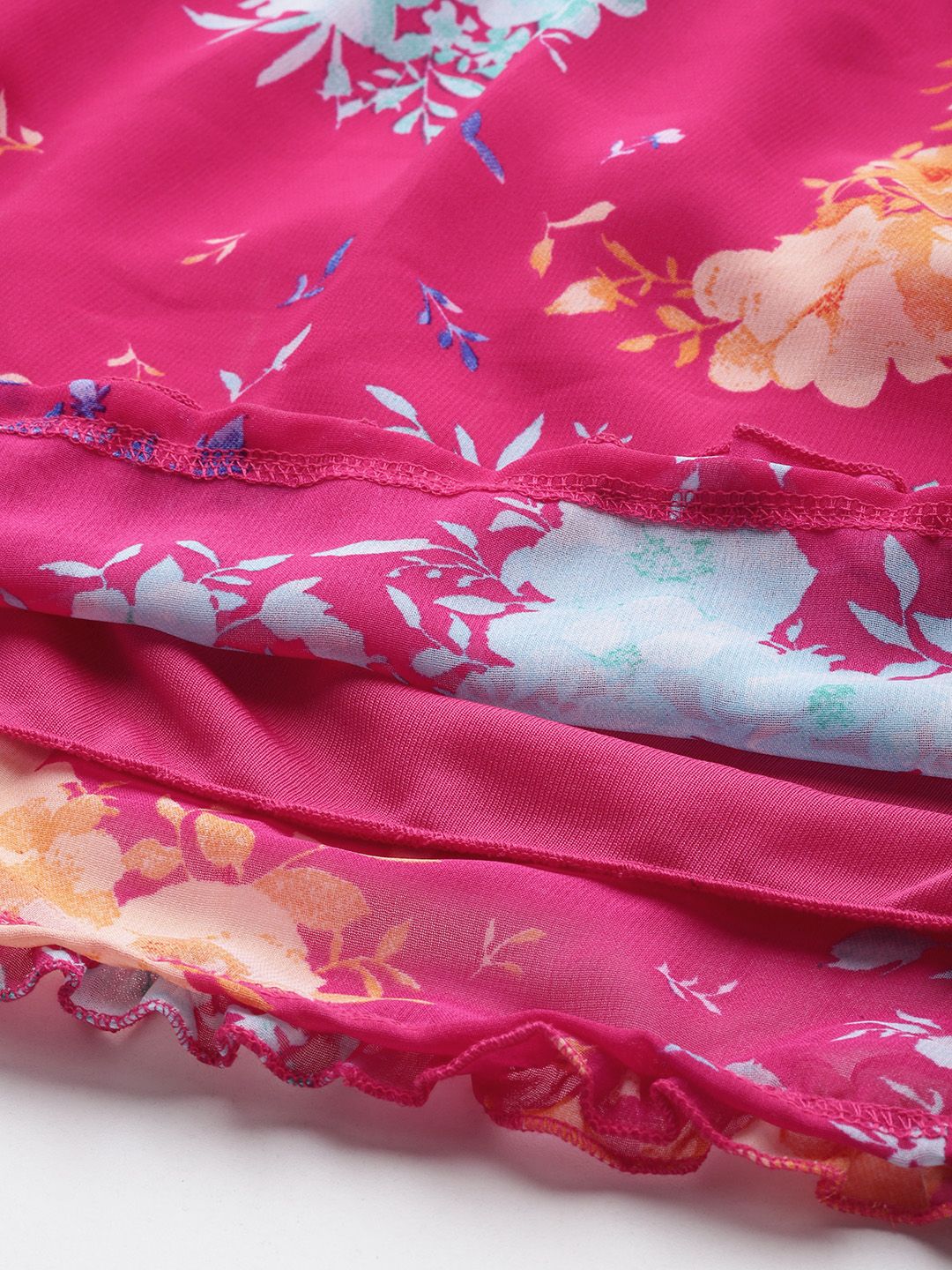 DressBerry Floral Print Smocked Tiered Maxi Dress