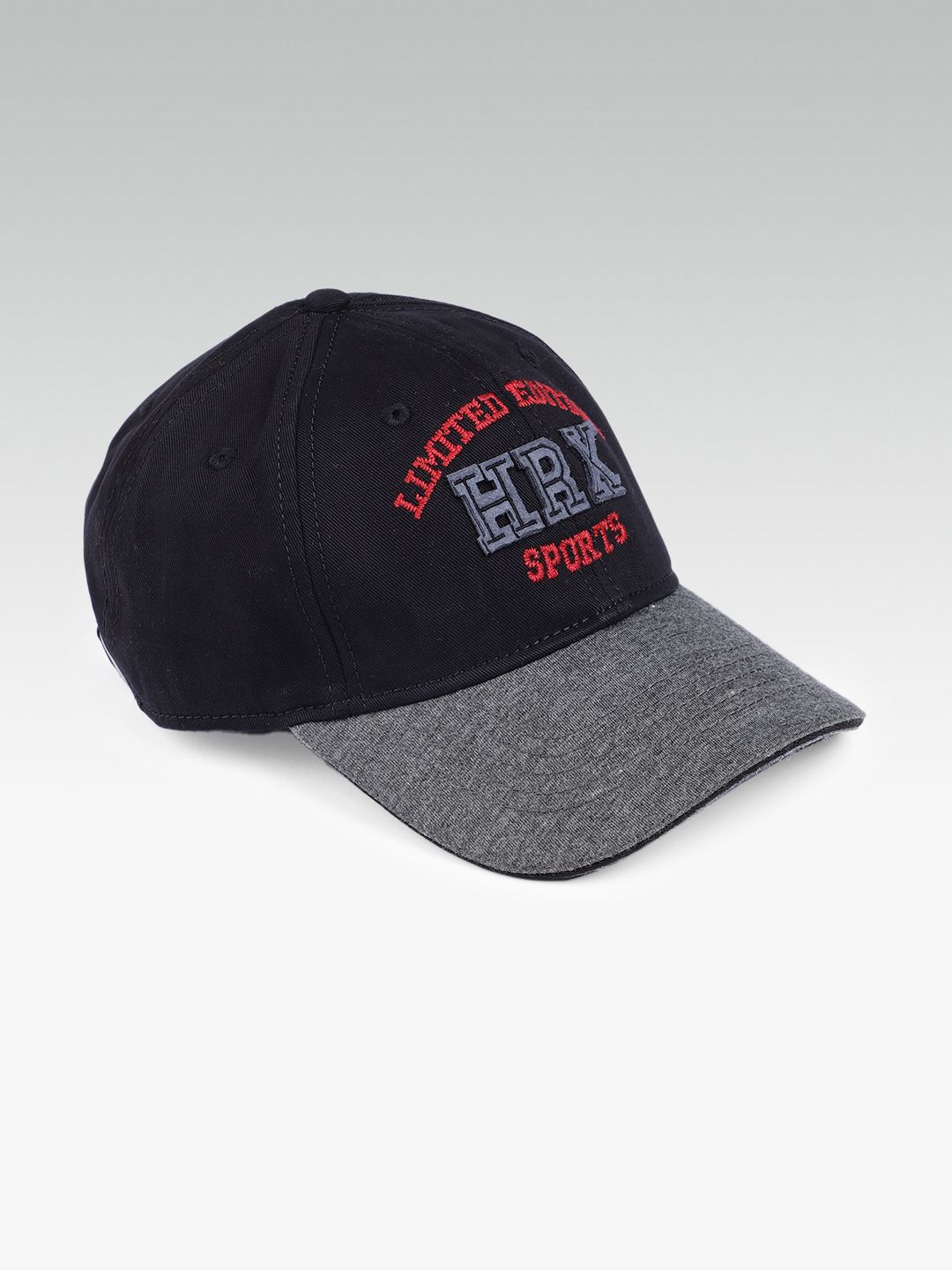 HRX by Hrithik Roshan Unisex Black & Grey Brand Logo Embroidered Cotton Baseball Cap