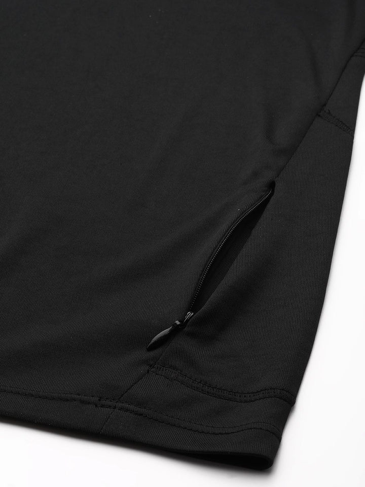 HRX By Hrithik Roshan Women Jet Black Printed Rapid-Dry Antimicrobial Running Tshirt