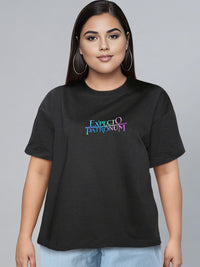 Bewakoof X Official Harry Potter Merchandise Expecto Graphic Printed Oversized T-shirt