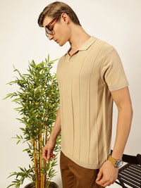 Thomas Scott Men Knit Striped Polo Collar T-shirt