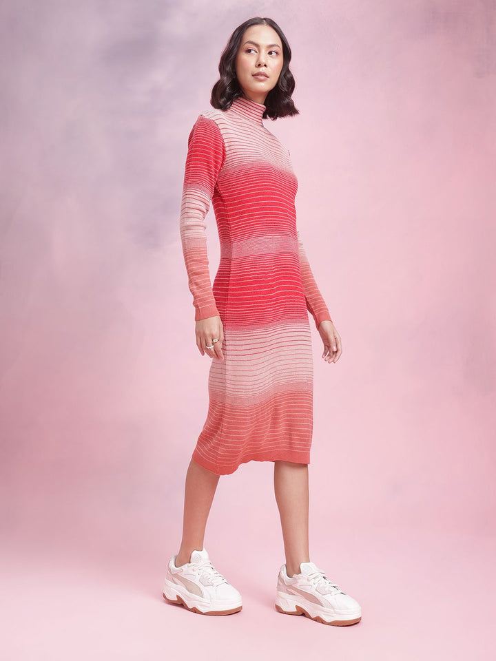 DressBerry Colourblocked Sheath Acrylic Winter Dress