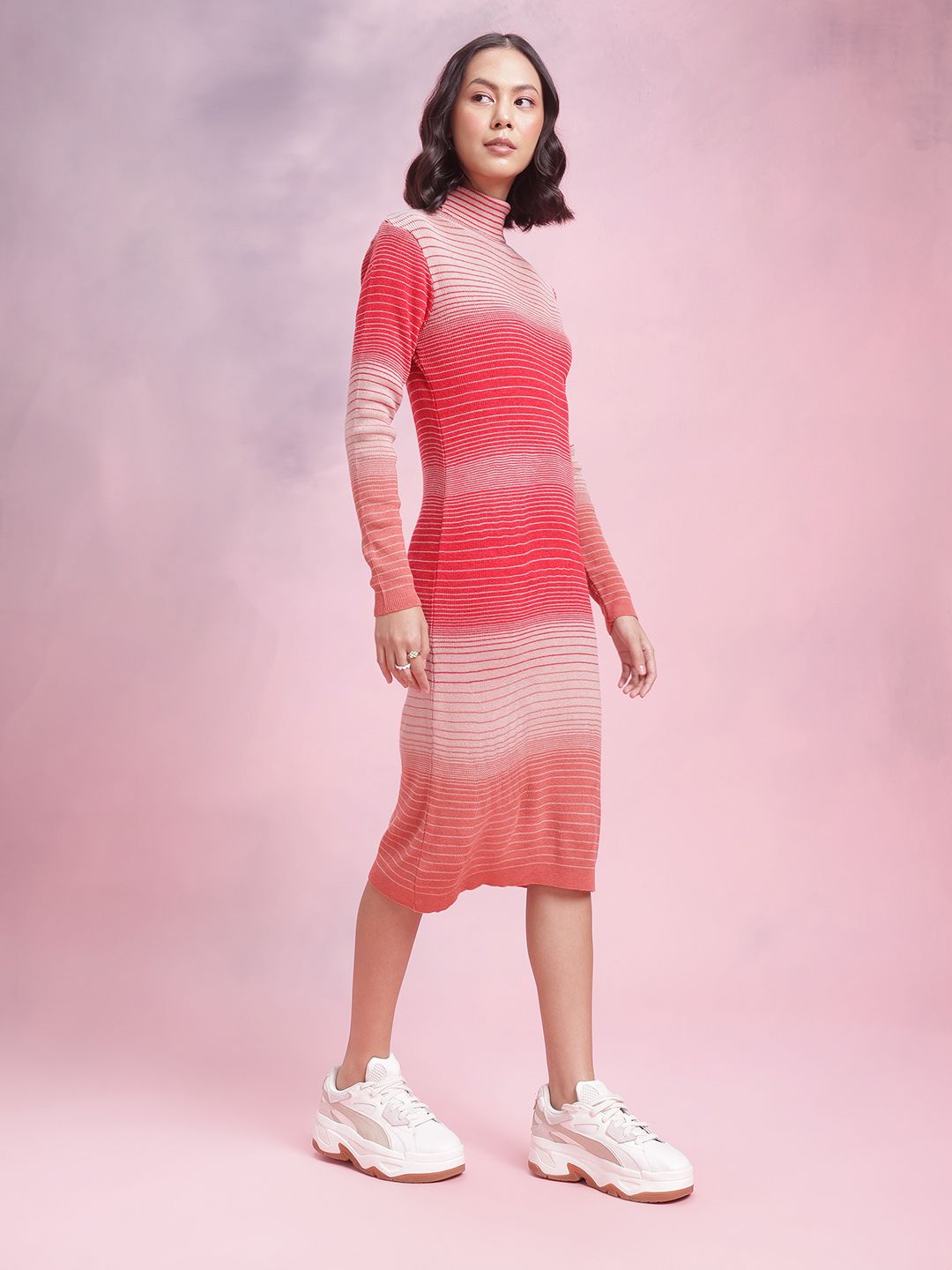 DressBerry Colourblocked Sheath Acrylic Winter Dress