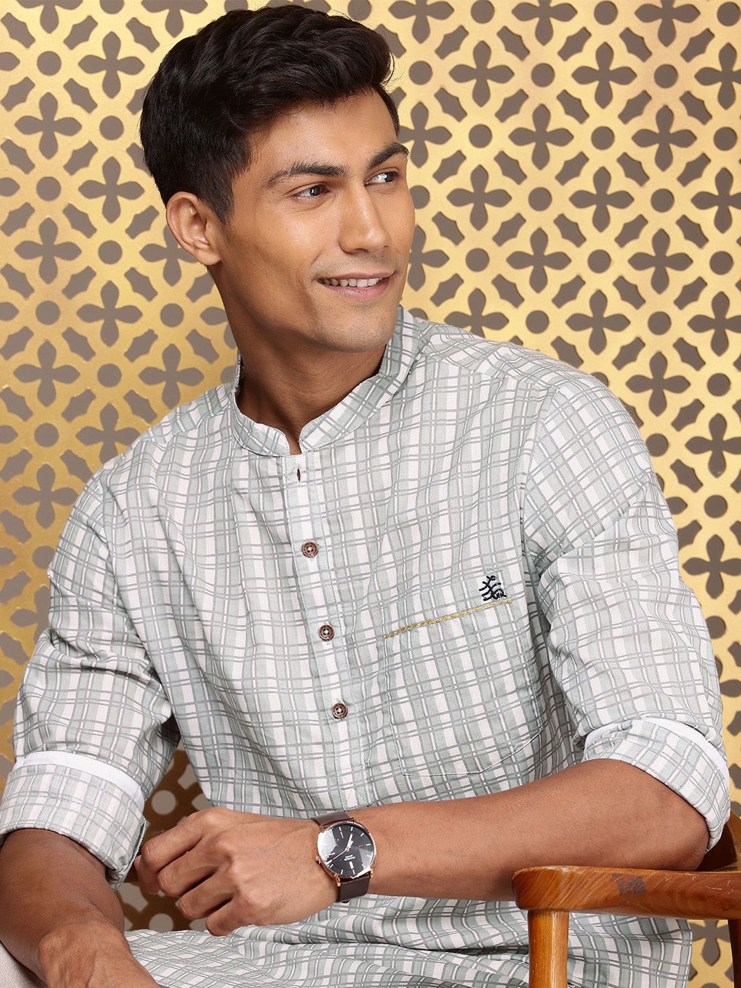 House of Pataudi  Jashn Pure Cotton Checked Kurta