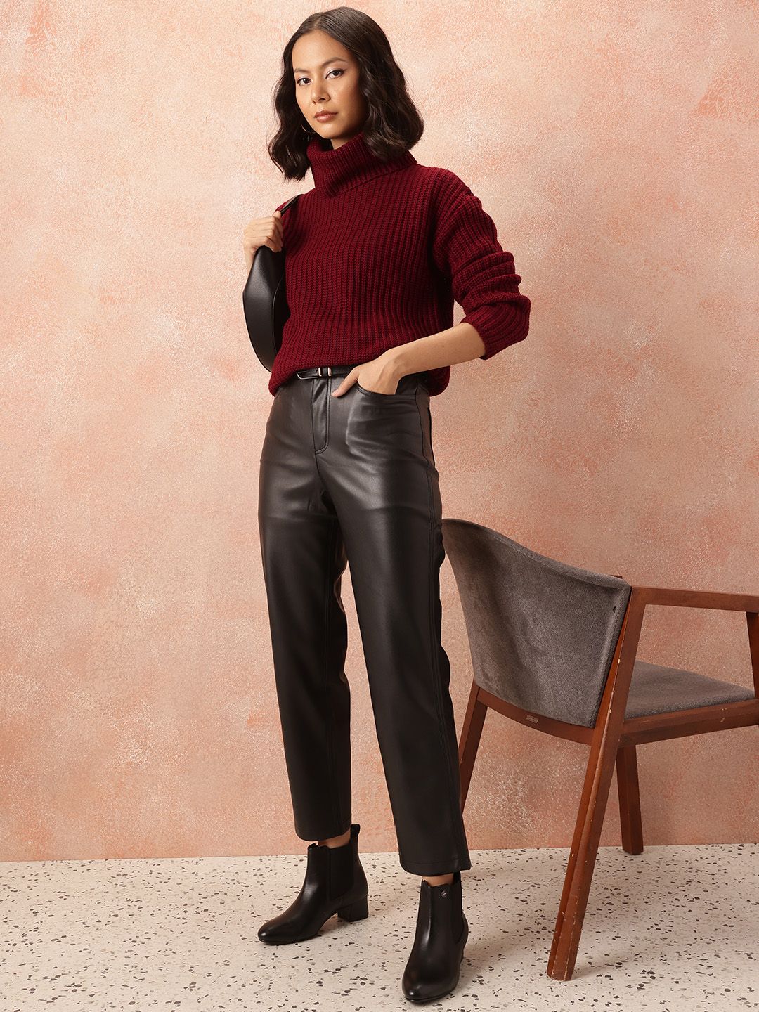 all about you Ribbed Acrylic Longline Pullover