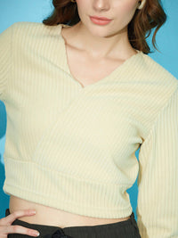 STREET 9 Striped V-Neck Crop Top