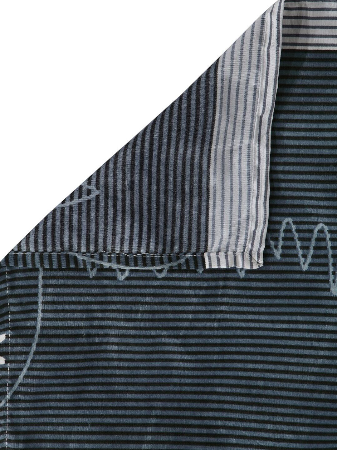 KLOTTHE Blue 300 TC Striped Cotton Blend Double King Bed Sheet with 2 Pillow Covers