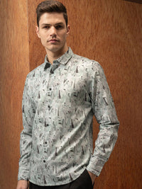 LOCOMOTIVE Luxe Satin Printed Party Shirt