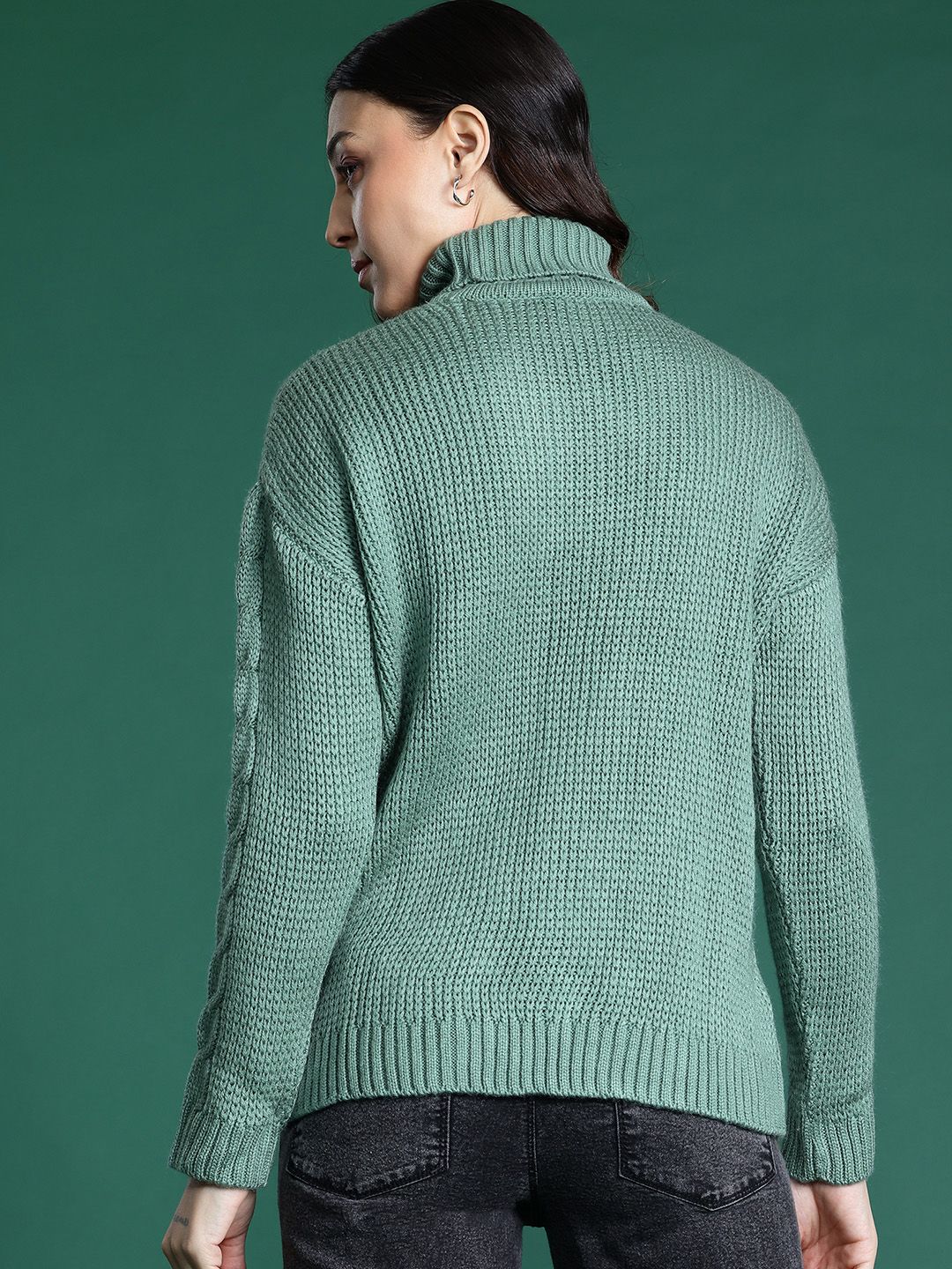 DressBerry Cable Knit Turtle Neck Acrylic Pullover
