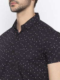 SPYKAR Men Black & White Slim Fit Printed Casual Shirt