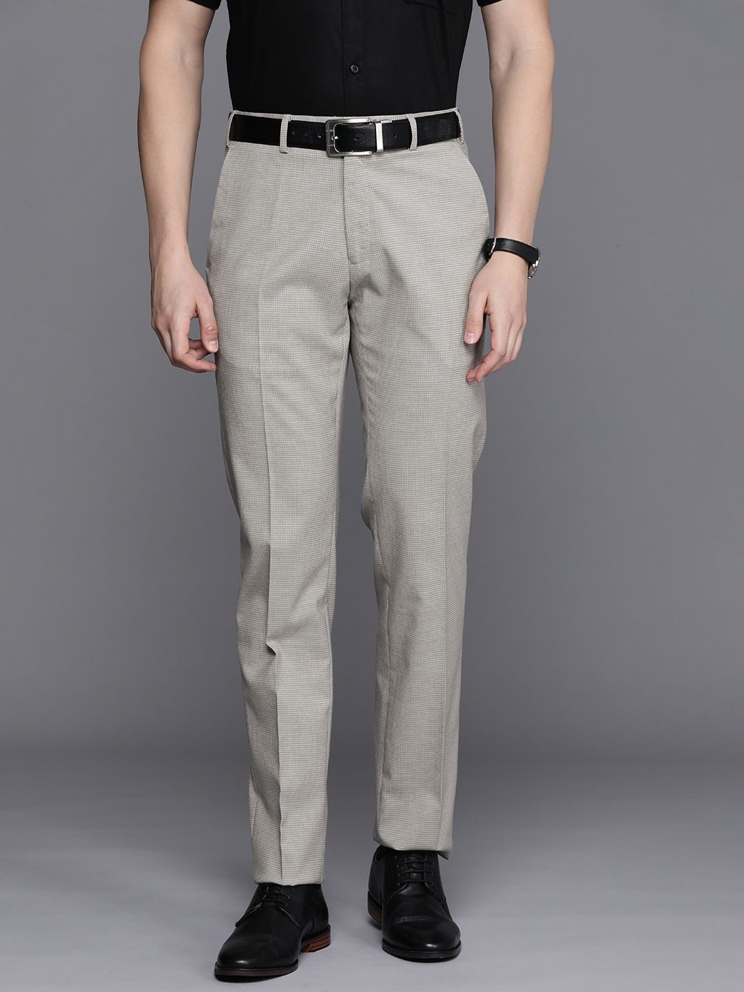Raymond Men Checked Slim Fit Formal Trousers