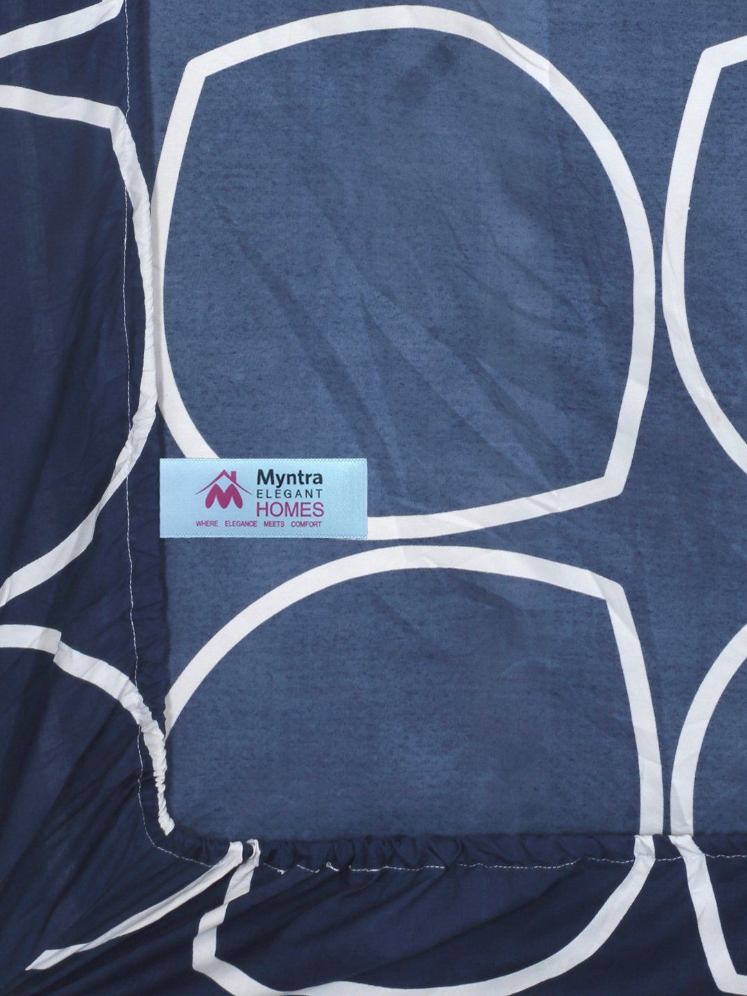 Myntra Elegant Homes Blue & White Geometric 300 TC Single Bedsheet with 1 Pillow Covers