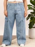 CURVY STREET jean Women Clean Look Pure Cotton Wide Leg Jeans