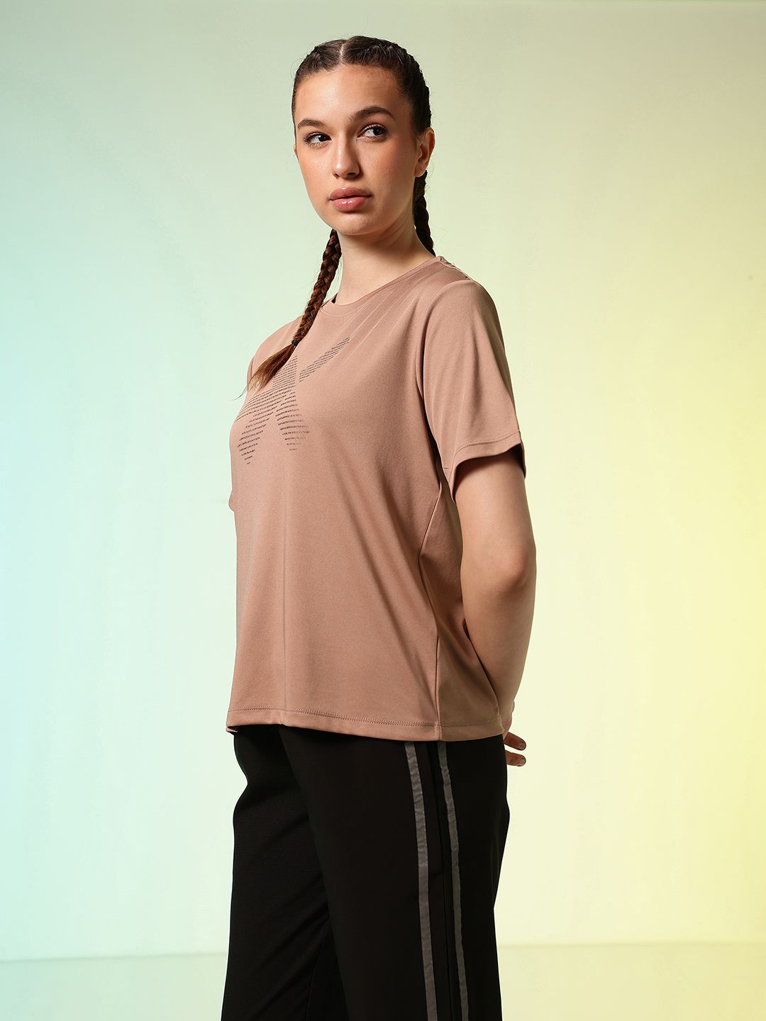 HRX by Hrithik Roshan ACTIVE-GODDESS Brand Logo Printed Rapid Dry Training T-shirt