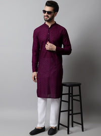 Jompers Embroidered Mandarin Collar Cotton Kurta