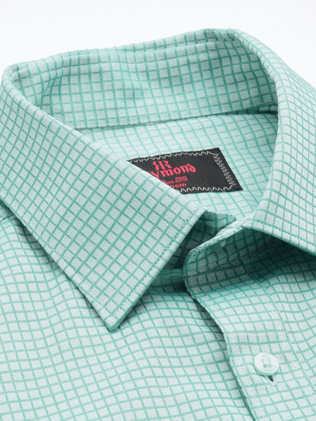 Raymond Pure Cotton Slim Fit Self Grid Tattersall Checks Formal Shirt