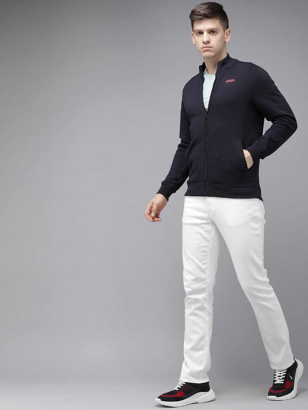 SPYKAR Solid Front-Open Sweatshirt