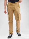 SPYKAR Regular Fit Solid Cargo Trousers
