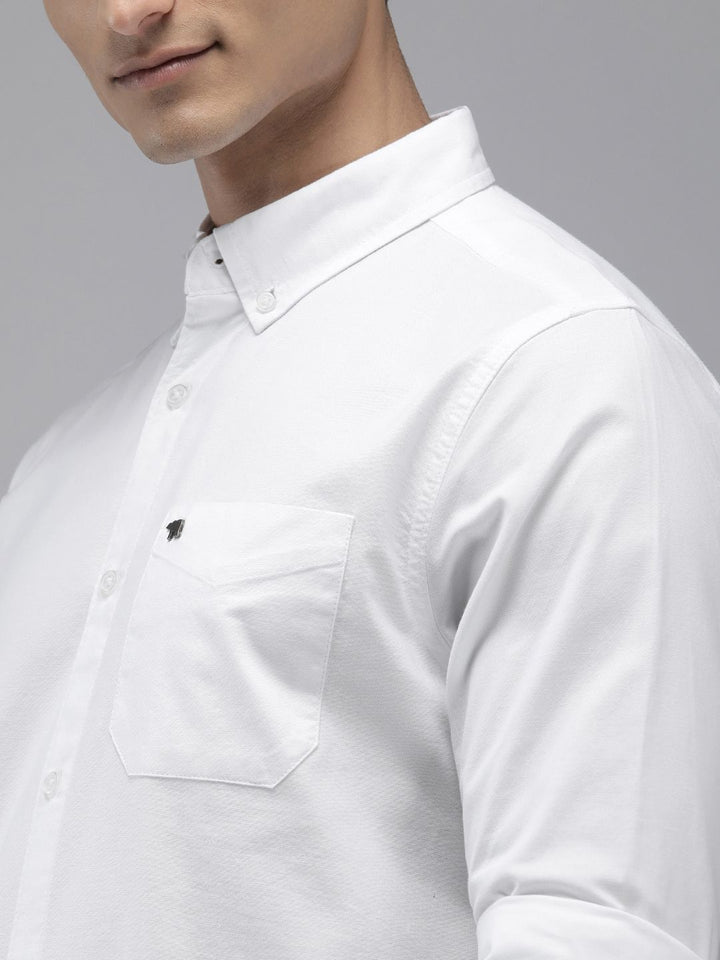 THE BEAR HOUSE Solid Slim Fit Pure Cotton Casual Shirt