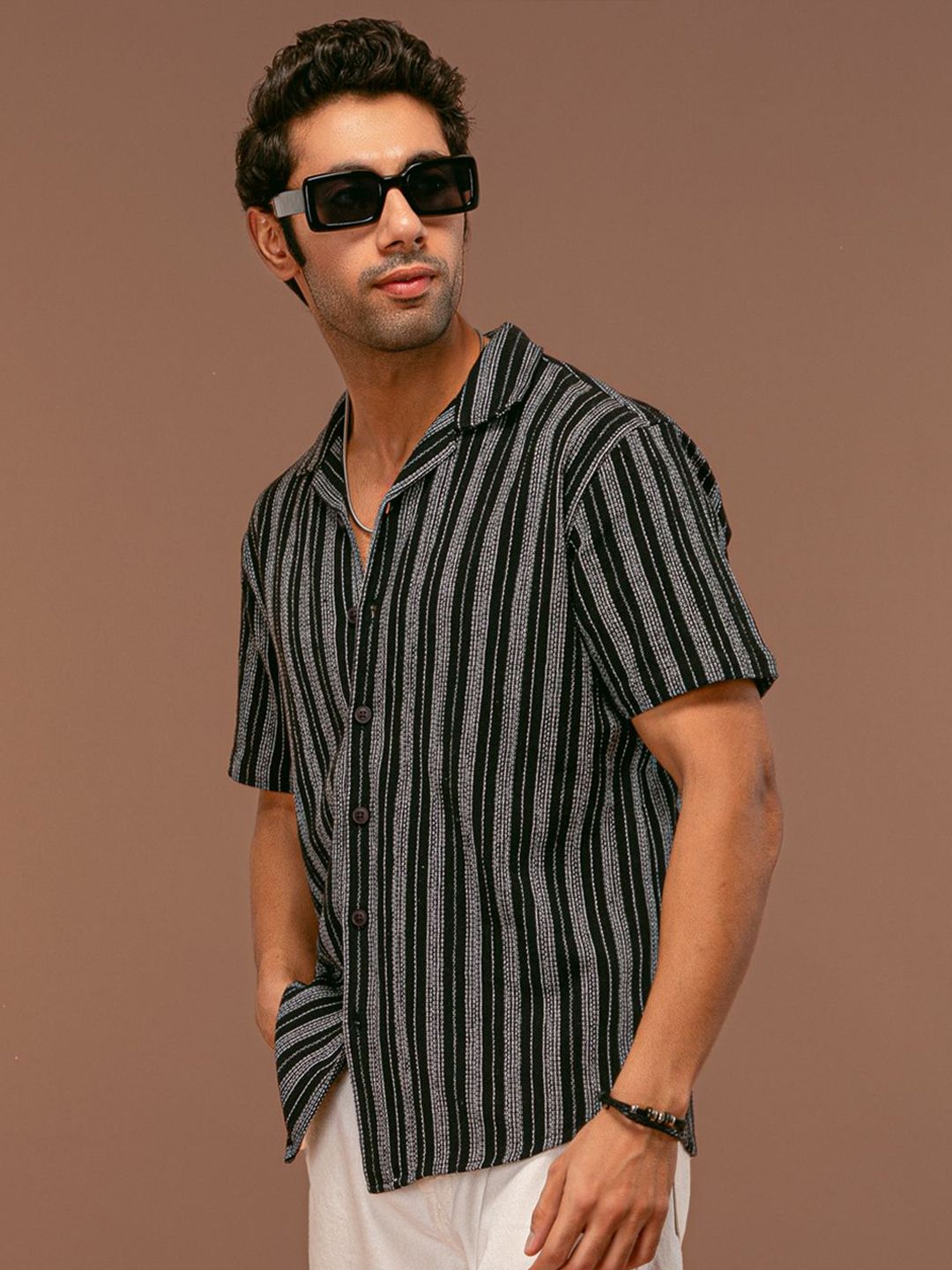 Powerlook Men Opaque Striped Casual Shirt