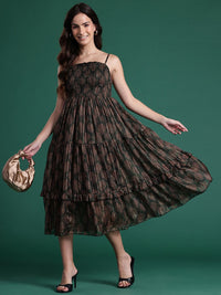 DressBerry Printed A-Line Midi Dress