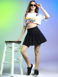 DressBerry Women Printed Pure Cotton Crop T-shirt